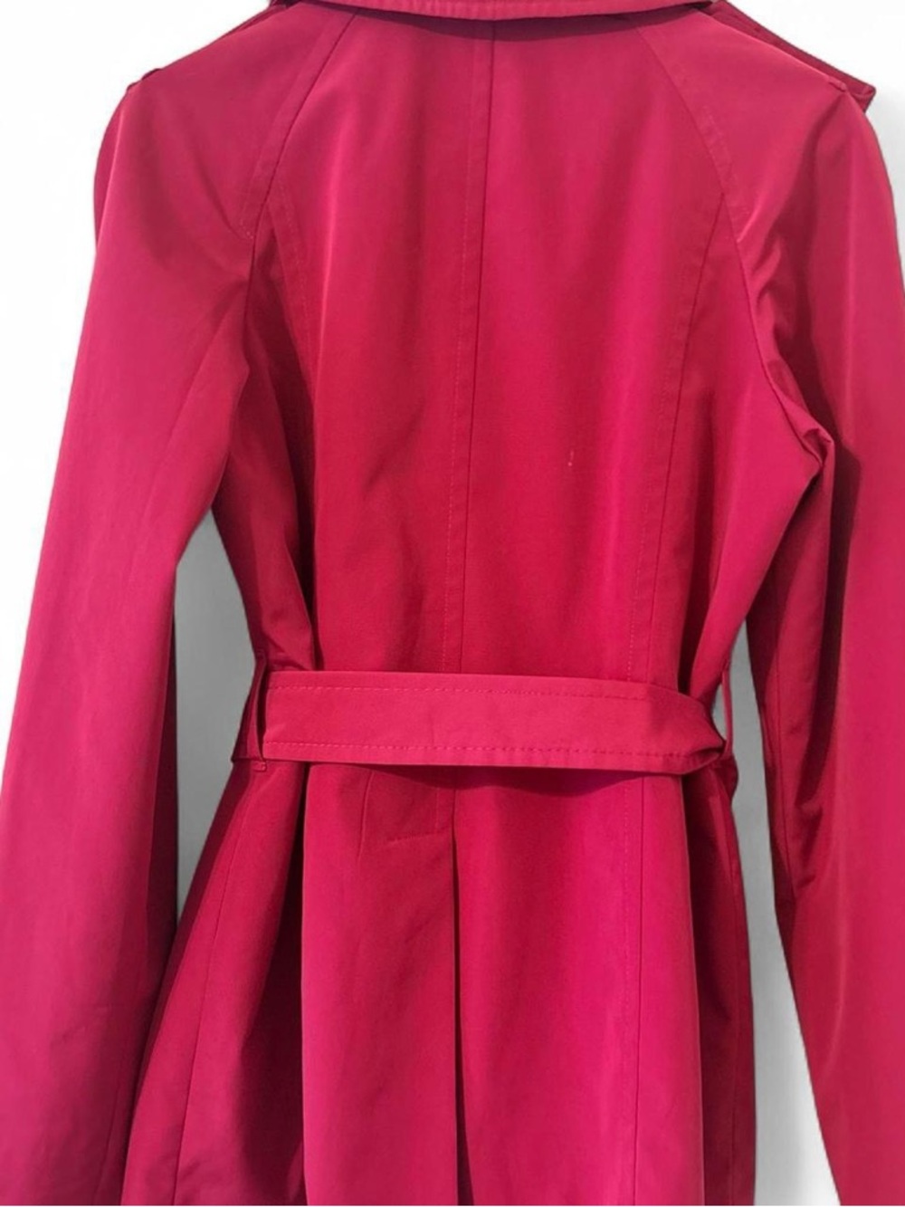 London Fog Hot Pink Double-Breasted Trench Coat with Belt - Picture 7 of 7